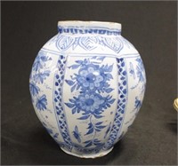 Dutch Delft floral painted globular shaped vase