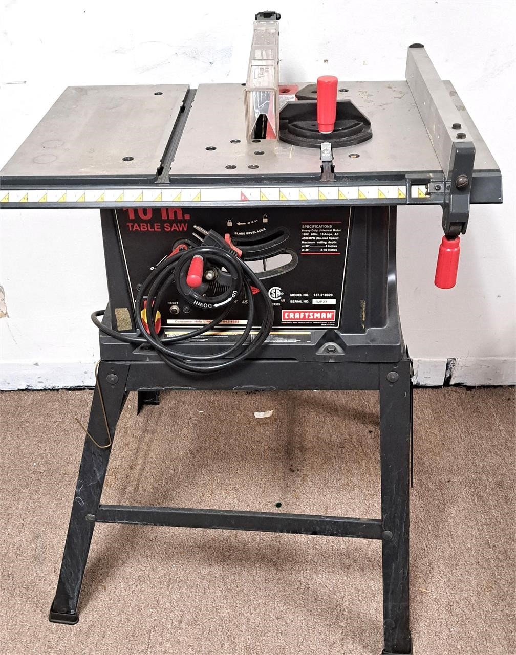 CRAFTSMAN 10 INCH TABLE SAW ON STAND