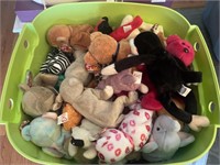 Full bin of beanie babies and such