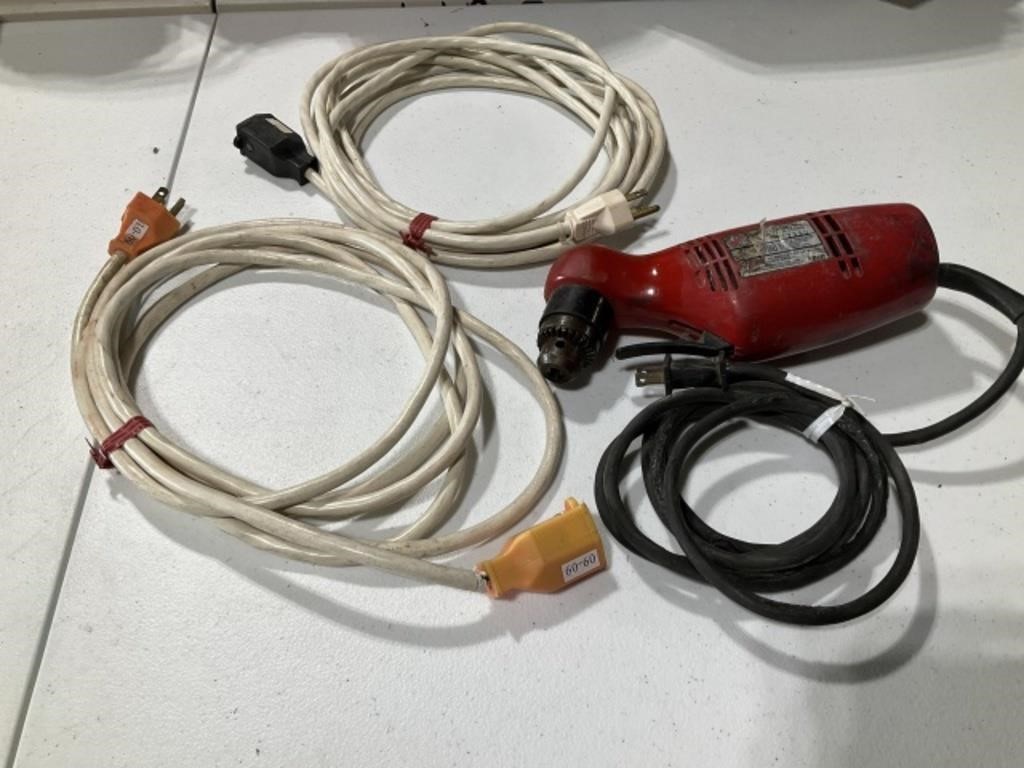3/8 Right Angle Dril-- tested, 2 Extension Cords