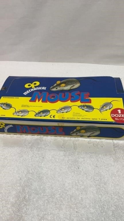 Box of Vtg mechanical mouse toys