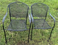 Pair of Wrought Iron Outdoor Patio Arm Chairs