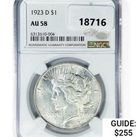 1923-D Silver Peace Dollar NGC AU58