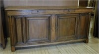 French Parquetry Inlaid Rustic Oak Sideboard.