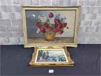 2 Old art pieces with gold frames