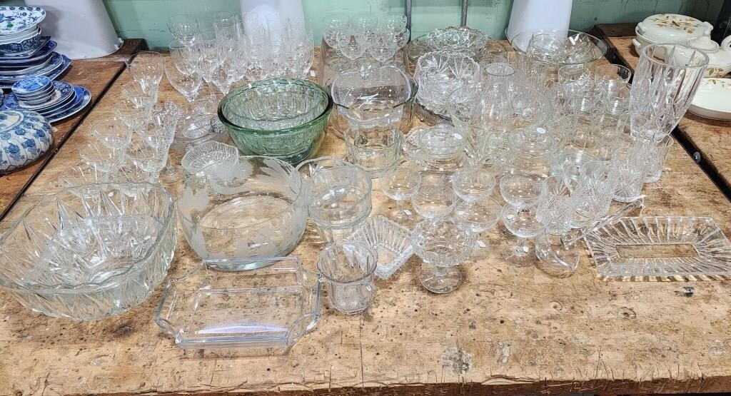 Assorted Clear Glass and Crystal Glassware