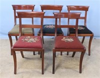 Five Solid Cherry Saber Leg Chairs