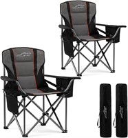 2 Pack Oversized Padded Camping Chair  Black