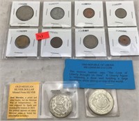 8 Foreign Coins including Mexican Silver Dollar