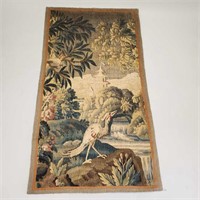 Antique Flemish type tapestry with bird and