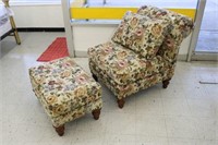 Floral Chair and Footstool
