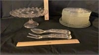 Glass Spoon, Fork, Plates, Cake Plate