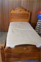 Twin Sized Wood Bed 56"Tall 46" Wide