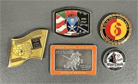 Five Various Military Challenge Coins
