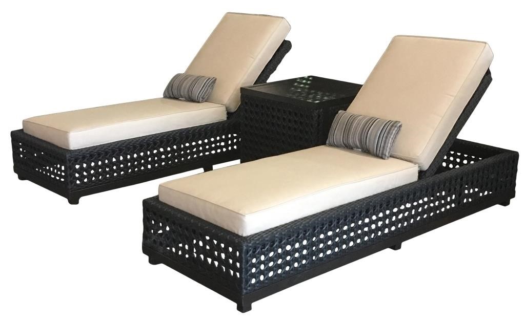 Monterey Outdoor Chaise and Side Table Set of 3 (K