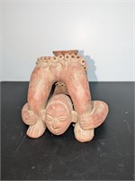 Vintage Mexican Aztec Pottery Vessal Acrobat Man