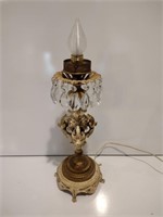 Antique Cast Iron Table Lamp w/ Lusters
