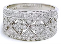 18K WHITE GOLD FILIGREE NETTED DIAMOND RING