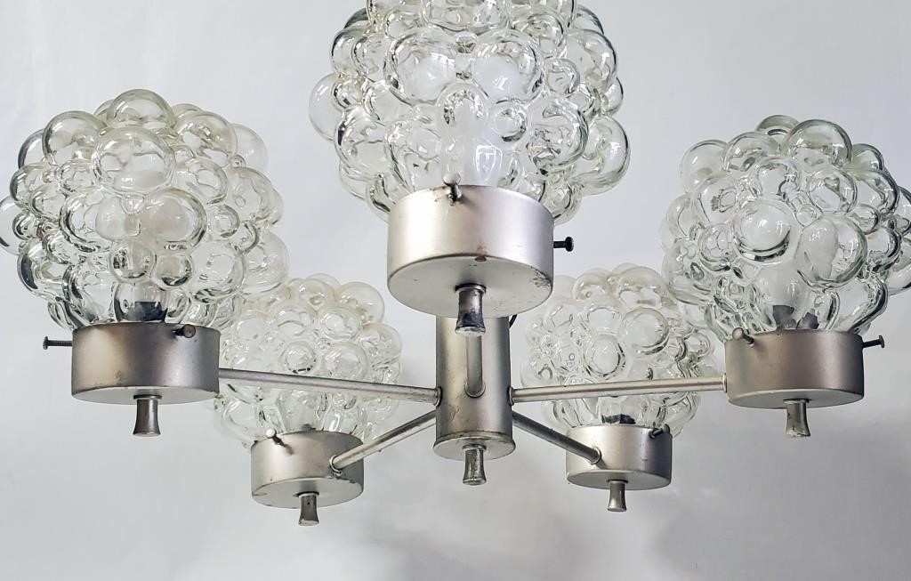 MCM GLASS BUBBLE SHADE CHANDELIER - NO SHIPPING