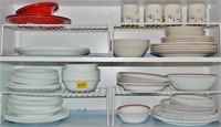 Corning Dishes in White and Red Banded and set of
