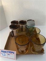 Set of 4 Coffee Cups & High Ball Glass/Mason Jar