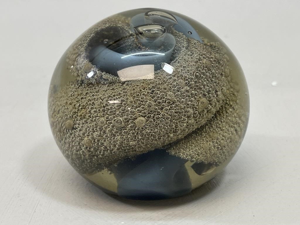 Two Hot Glass Studio Art Glass Paperweight, Signed
