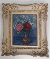 Antique Floral Style Life, Oil on Canvas, Signed