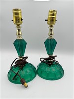 Vintage Green Lucite Lamps