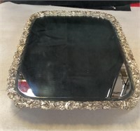 Ornate Metal framed, Footed/ Mirrored Vanity Tray