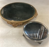 Metal framed, Footed/ Morrored Vanity Tray