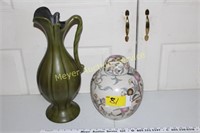 Royal Haeger Green Vase and  Chinese Ball Vase