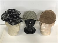 Trio of assorted beret like hats