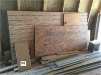 Two pieces 4 x 8 plywood and miscellaneous lumber