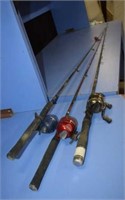 Three Rods And Reels Marked "Zebco"