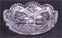A cut glass 10" low bowl with floral