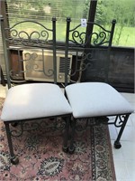 2 x bid cast iron heavy metal chairs on casters