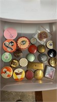 Collection of antique compact, powder and rouge