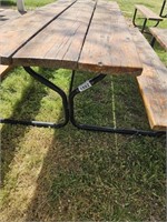 6ft Wooden Top / Metal Frame Picnic Table