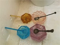 4 colored salts sterling silver spoon beautiful