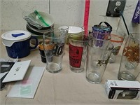 Group of beer glasses, bowls and more