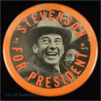 1952 Adlai Stevenson For President 6" Button