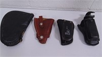 3 Leather Pistol Holsters, Pistol Case