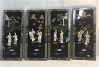 4 Oriental Mother of Pearl Wall Panels