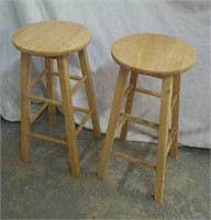 2 Light Oak Bar Stools W10C