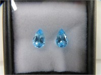 PAIR LOOSE SWISS BLUE PEAR SHAPE TOPAZ STONES