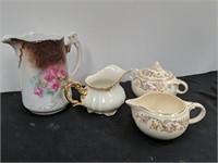 Group of cream and sugar, etc. See pictures for