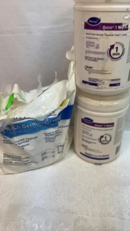 Bleach wipes, and two general bacterial wipes