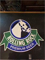 Rolling Rock premium beer metal sign (slightly