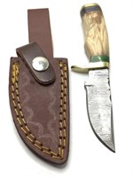 Damascus skinning knife