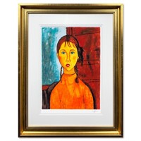 Amedeo Modigliani, "Bambina Con Trecce" Framed Lim